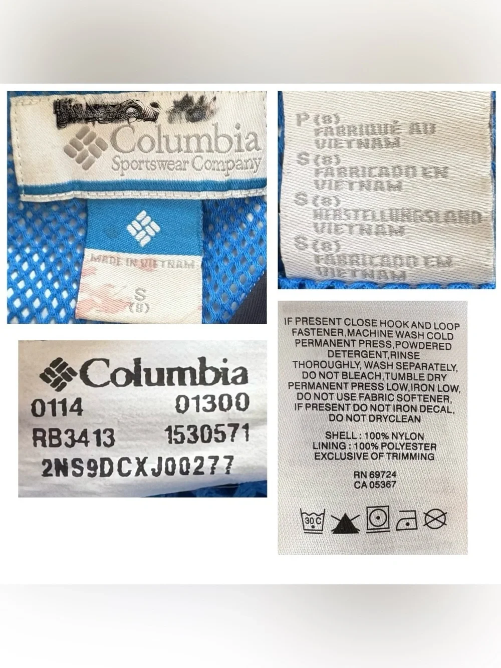Columbia Kids Blue Hooded Windbreaker Jacket ~ sz Small ( 8 )